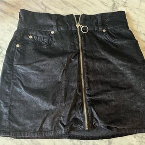 7 for All Mankind Blue Velvet Mini Skirt with Front Zipper, Women’s Size 28